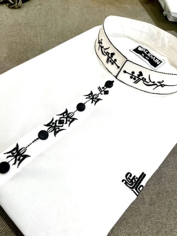 1234 Pure White Cotton (Subtle Arabic Embroidery)
