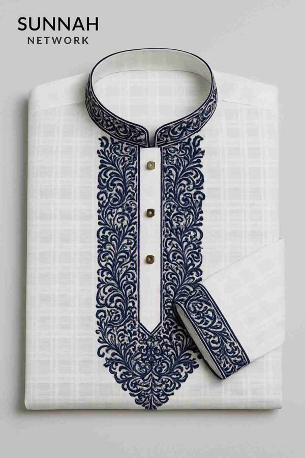 chech body, navy blue embroidery_11zon Check Fabrics Cotton- Navy blue design