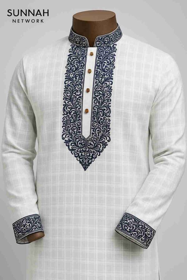 check body, navy blue embroidery2_11zon Check Fabrics Cotton- Navy blue design